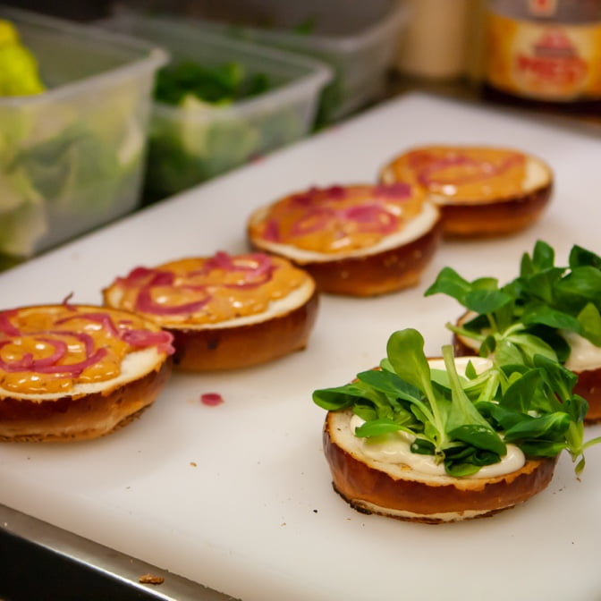 Photo of making process of burger